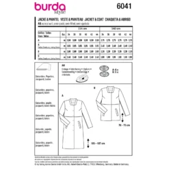 Patron manteau/veste femme - Burda n°6041