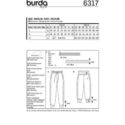 Patron Pantalon Jogging Femme Burda N°6317