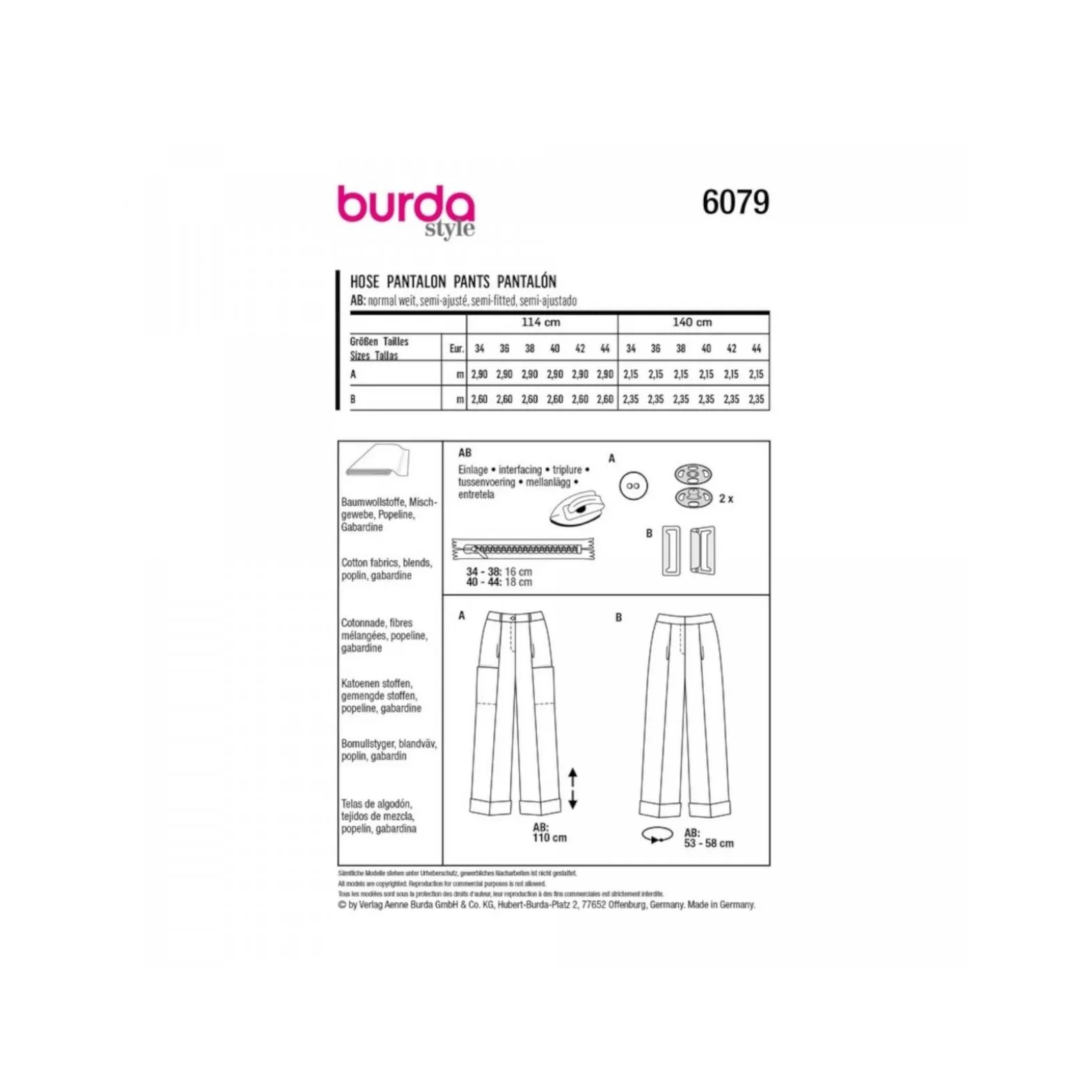 Patron pantalon large Femme - Burda n°6079
