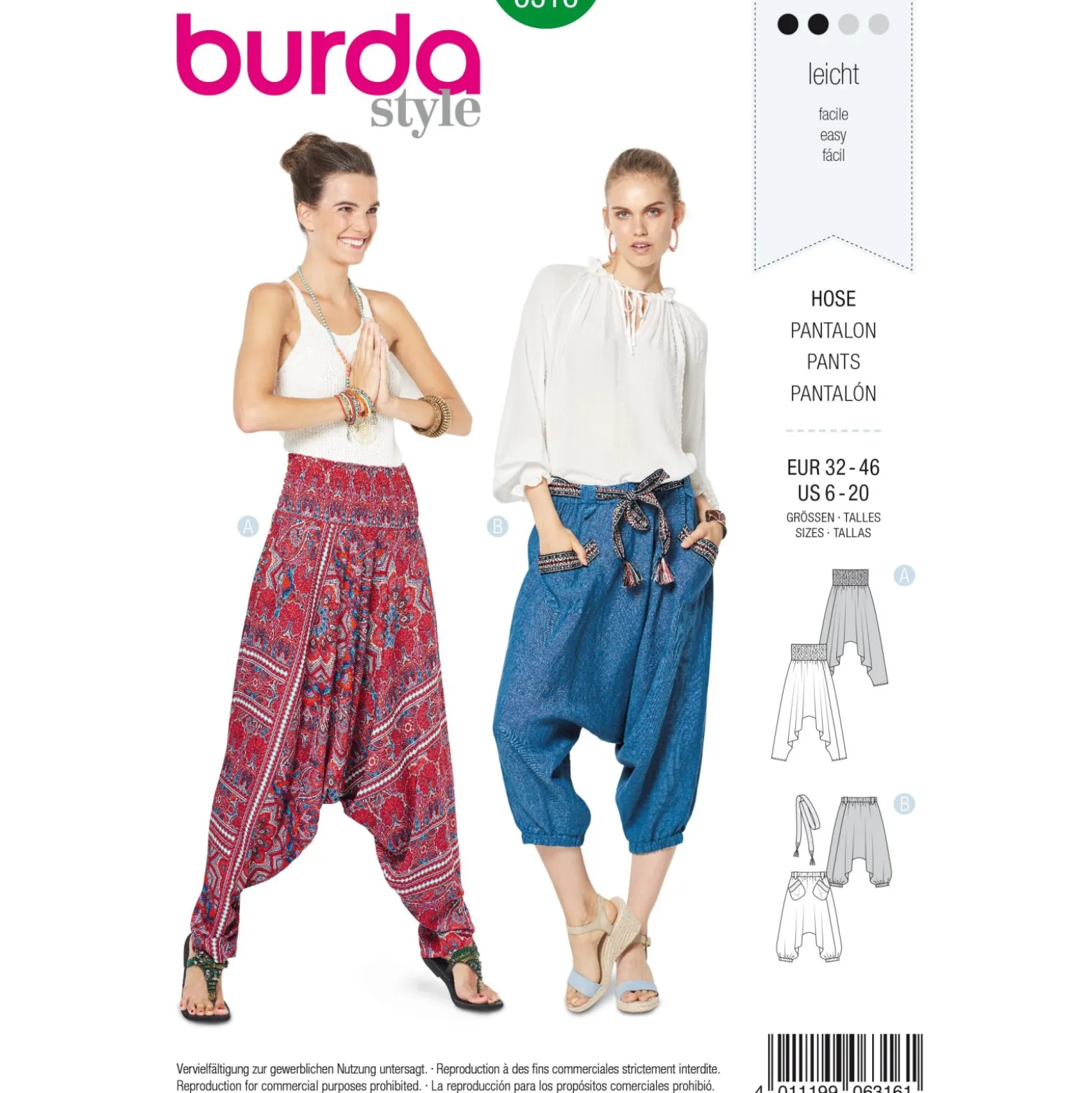 Patron Pantalon Sarouel Femme Burda N°6316