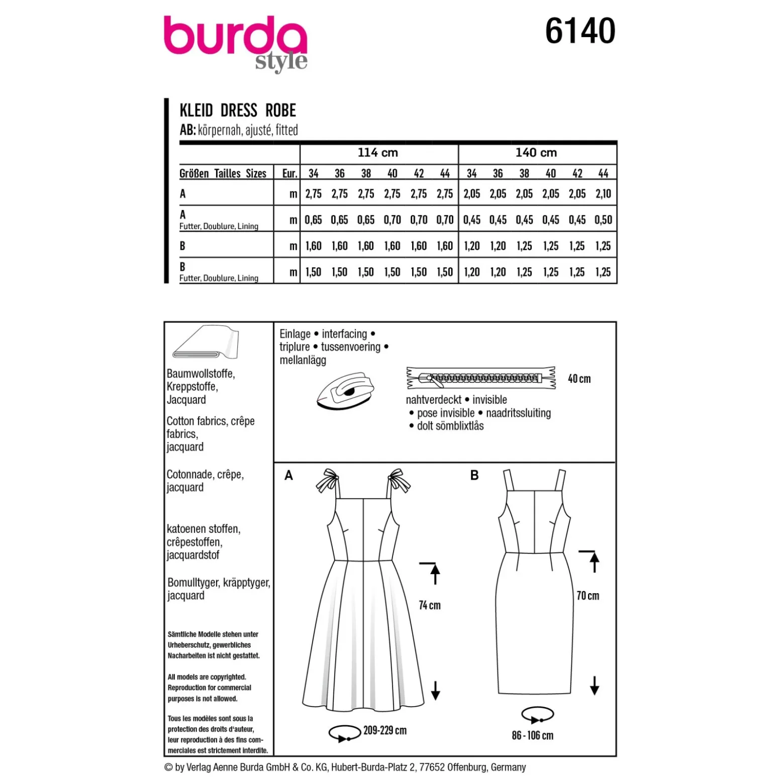 Patron robe à bretelles Femme - Burda n°6140