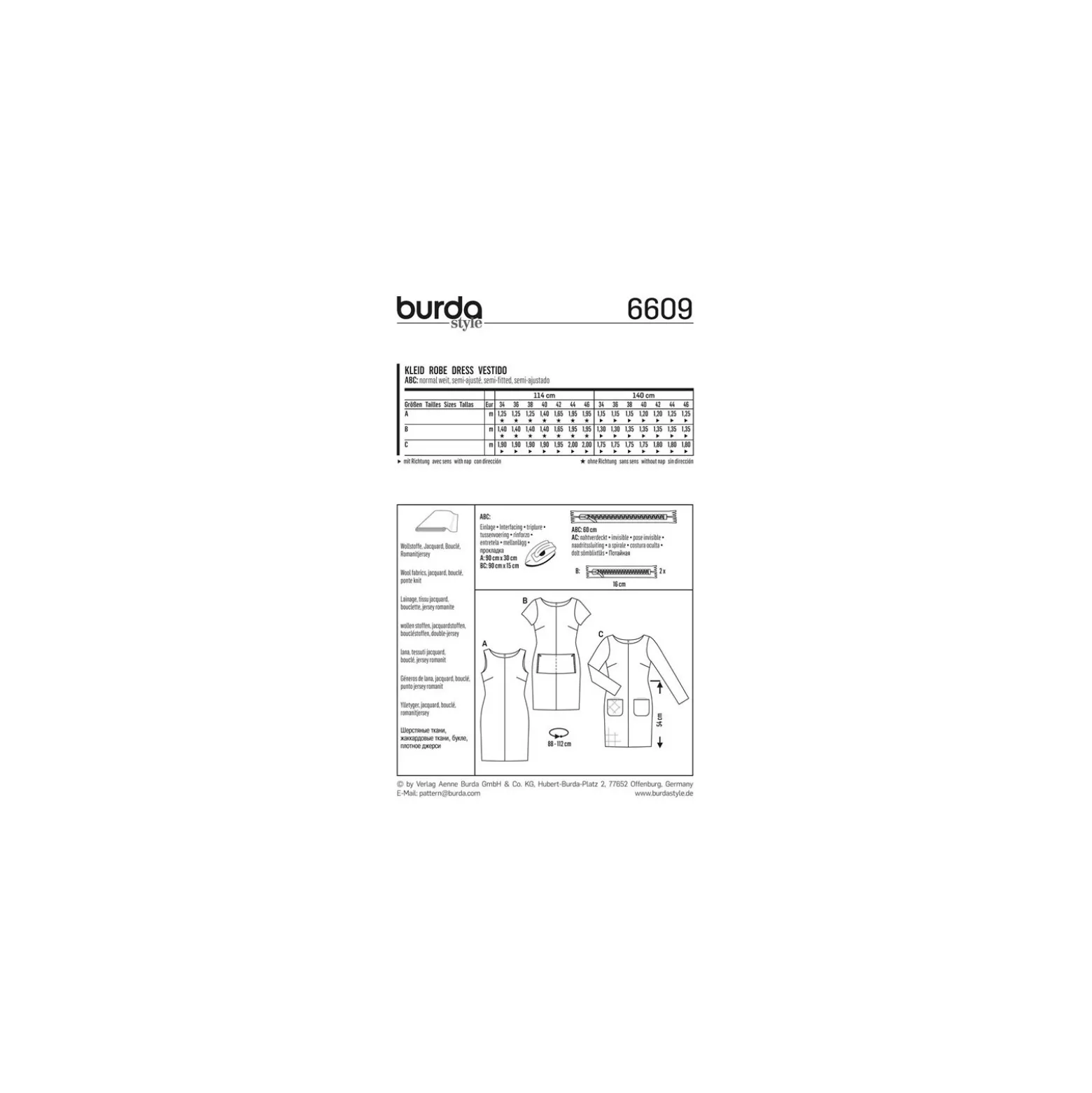 Patron Robe Burda n°6609