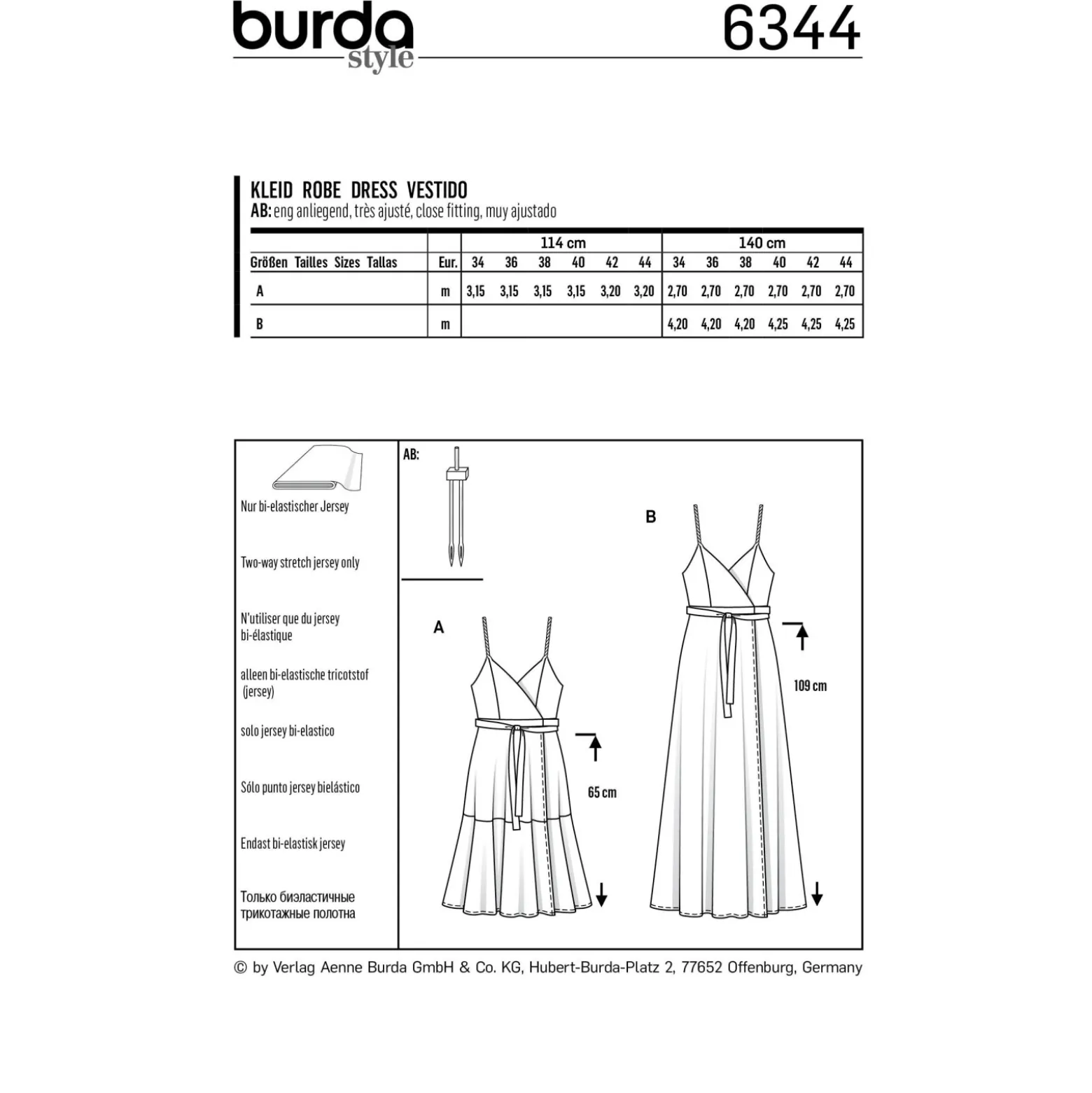 Patron Robe Portefeuille à Bretelles Femme Burda N°6344