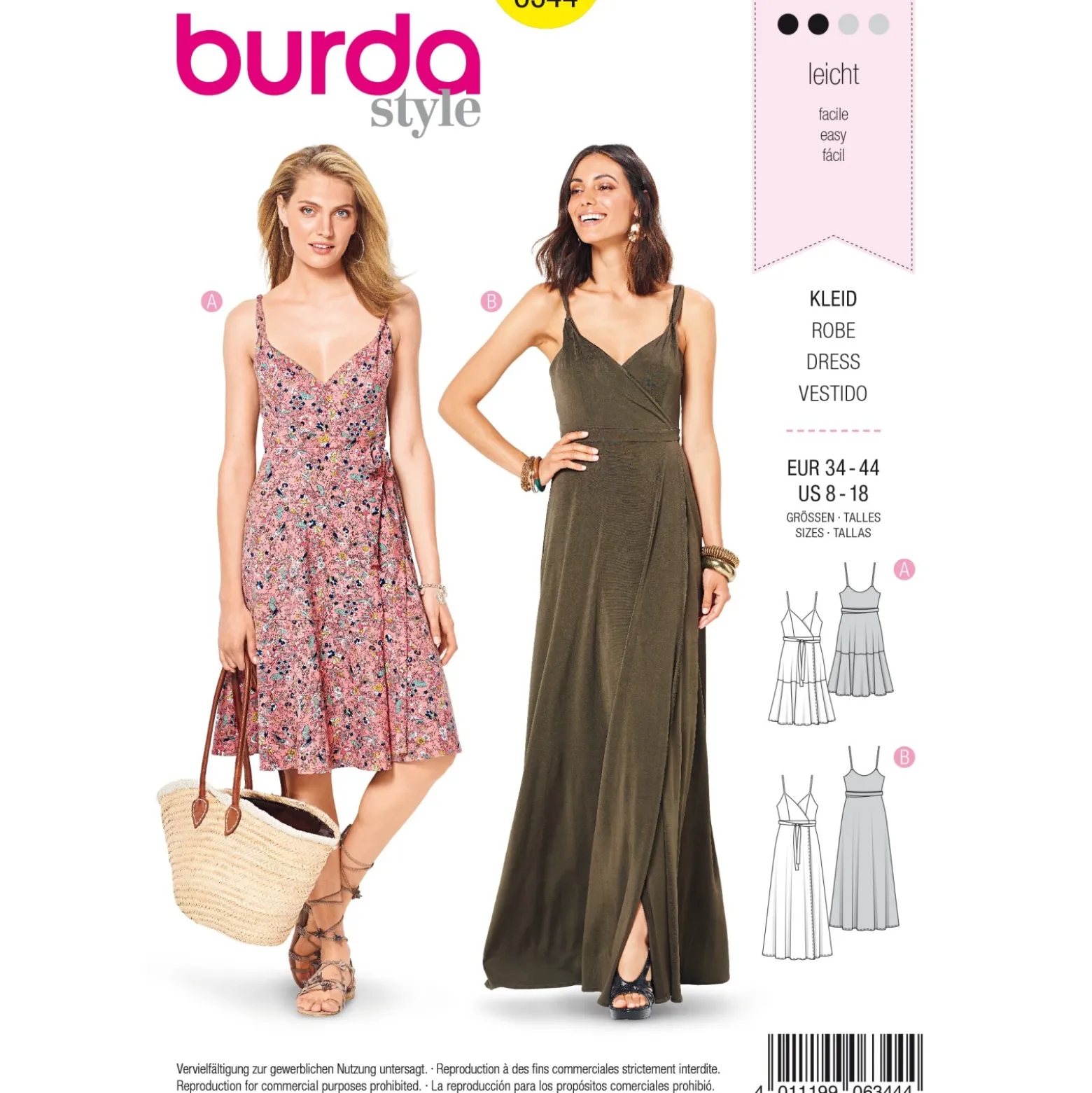 Patron Robe Portefeuille à Bretelles Femme Burda N°6344