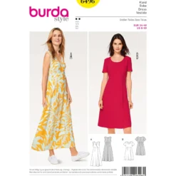 Patron Robe taille haute effet cache-cœur Burda N°6496