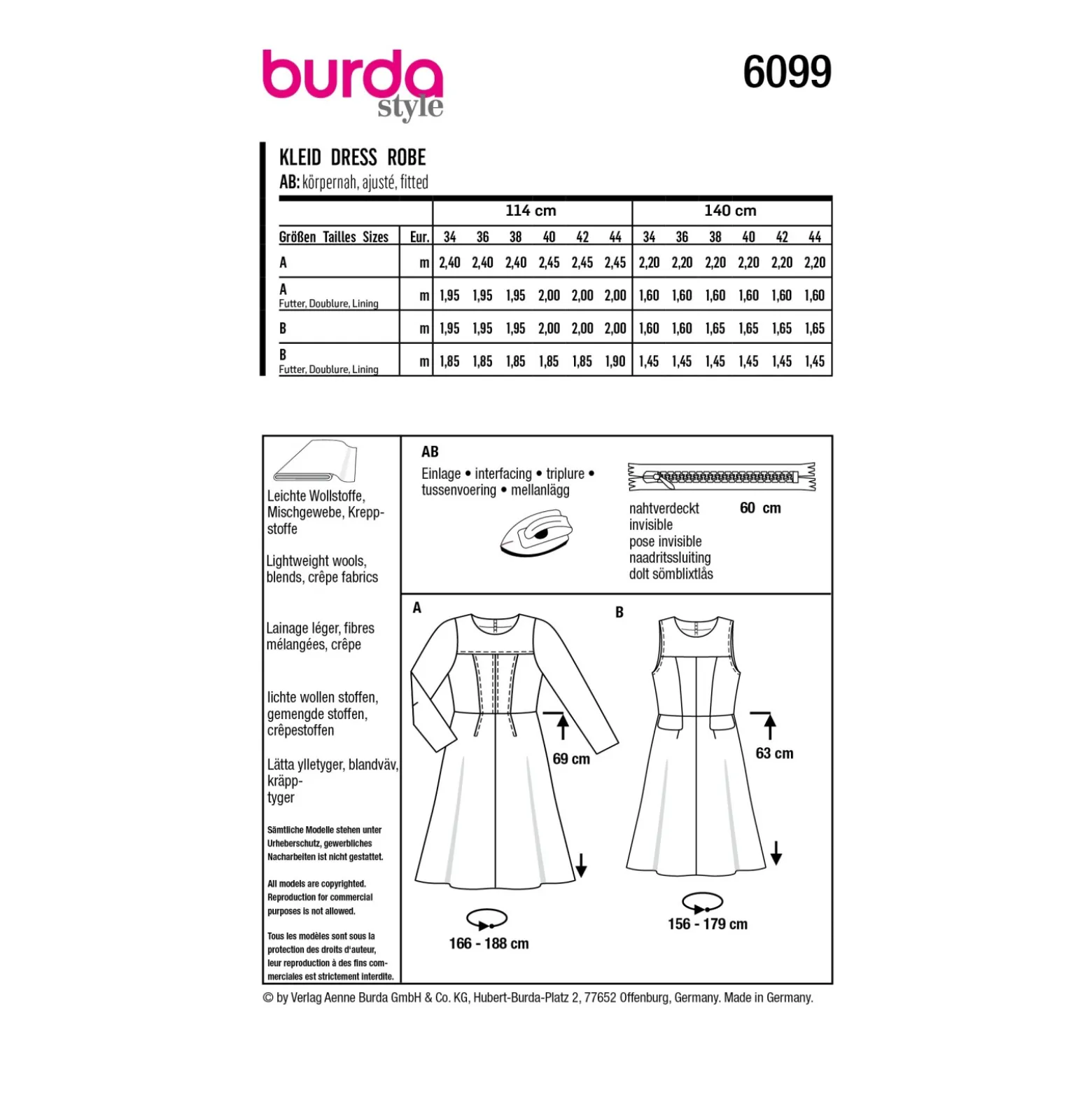 Patron robe trapèze Femme - Burda n°6099
