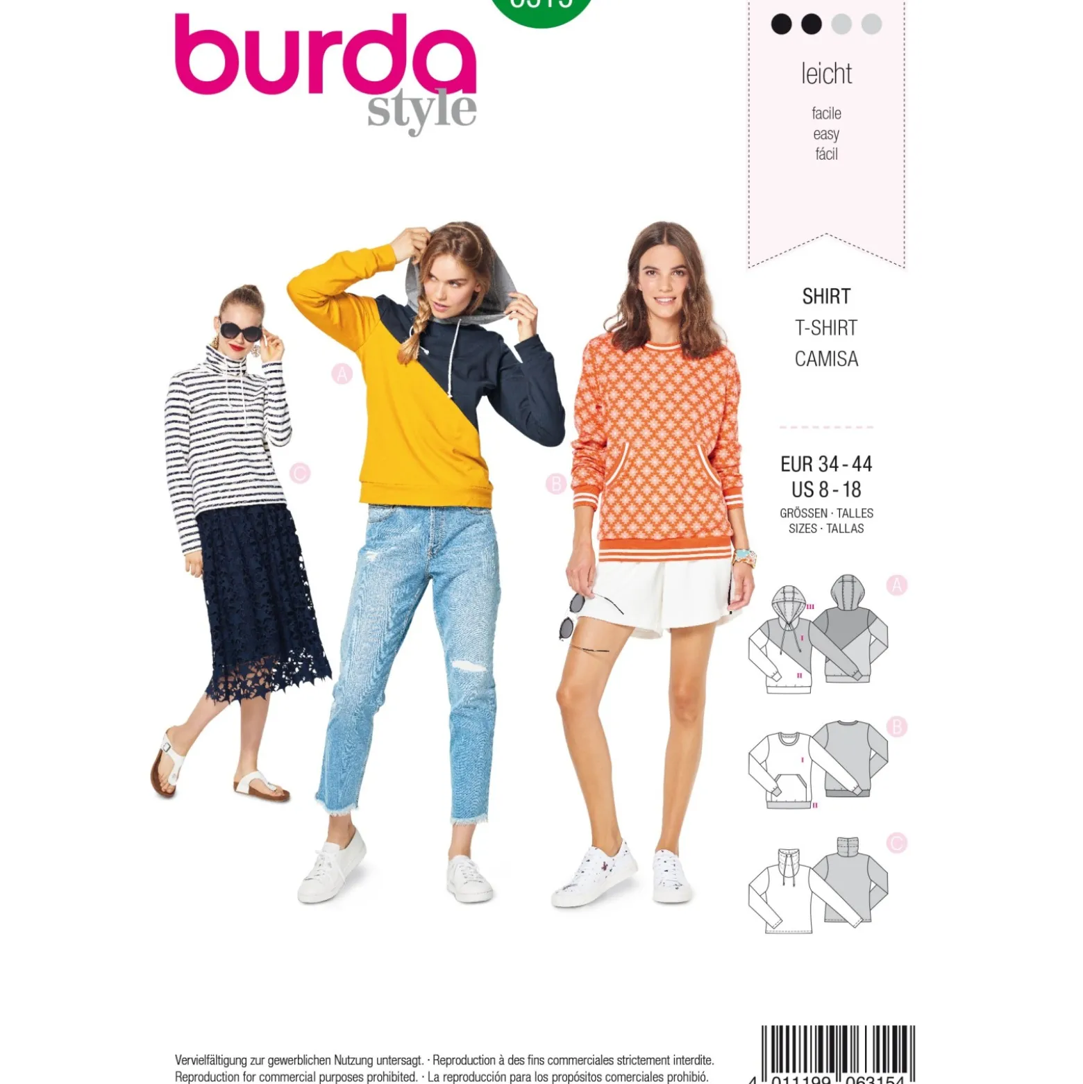 Patron Sweat-Shirt Pull Femme Burda N°6315