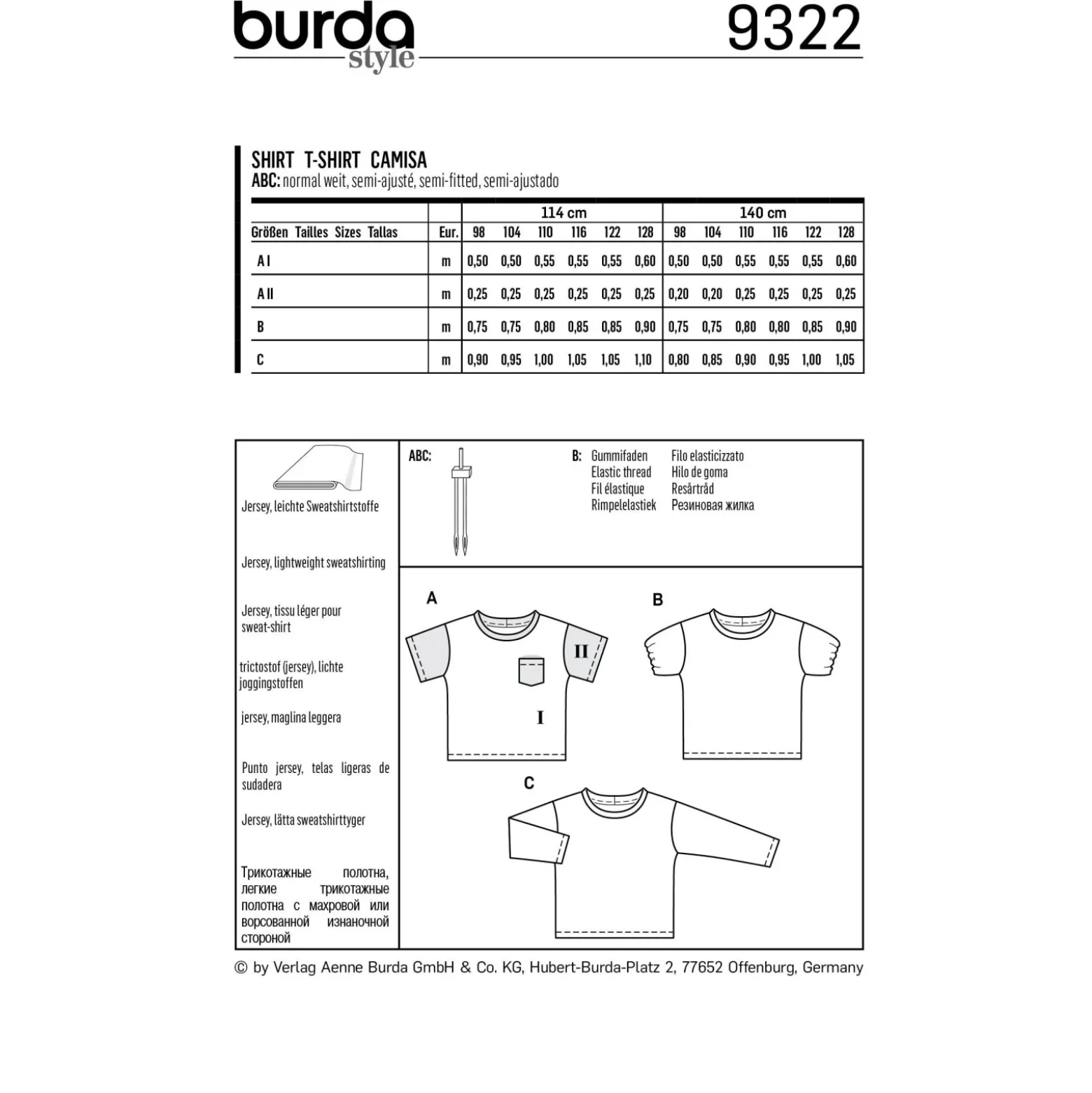Patron Top Enfant Burda N°9322