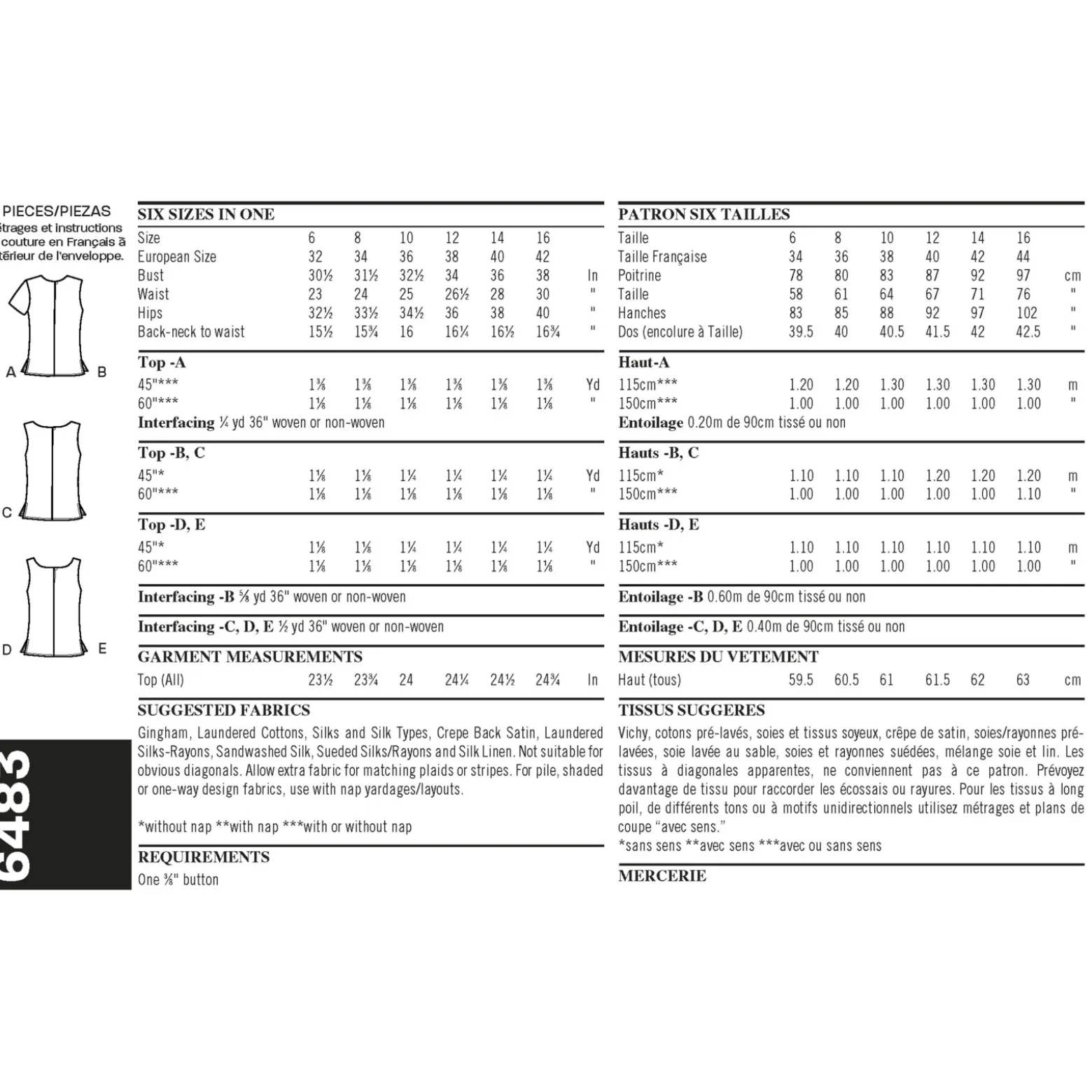 Patron Top Femme - New Look 6483