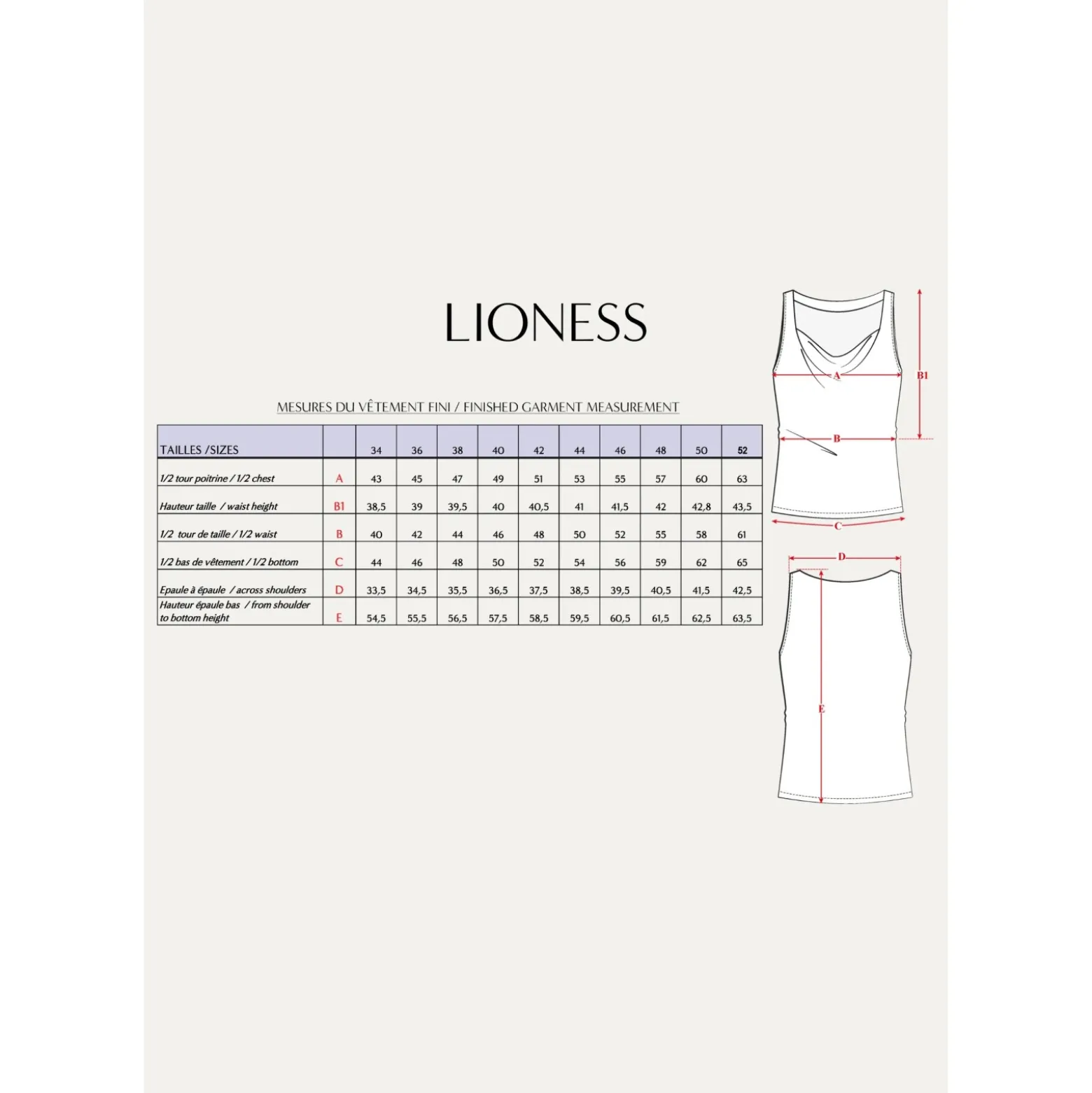 Patron Top Maison Fauve - Lioness