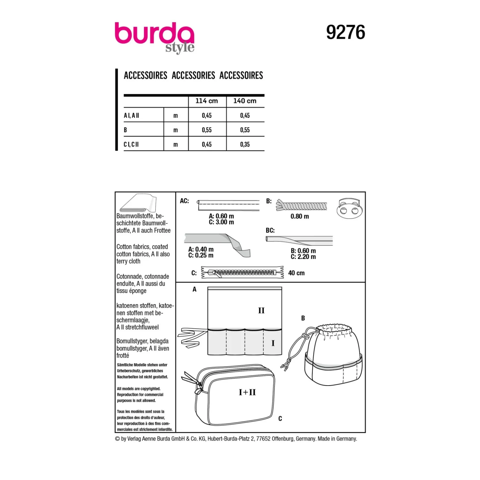Patron trousse de toilette - Burda n°9276