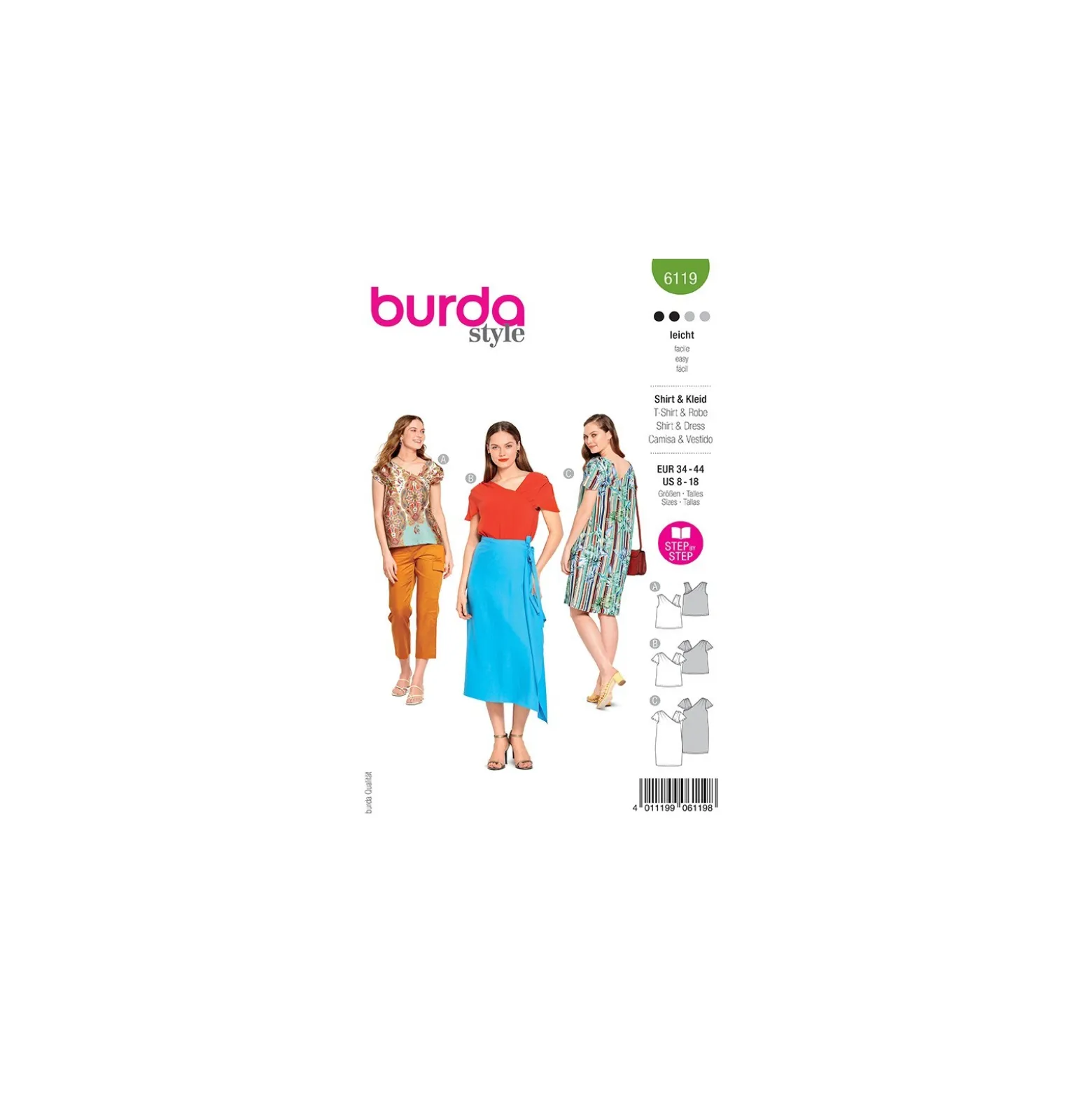 Patron t-shirt et robe asymétriques Femme - Burda n°6119