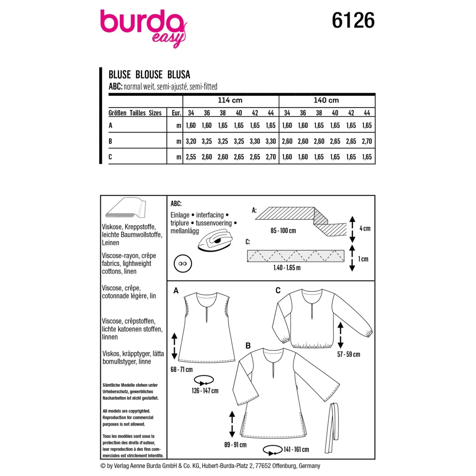 Patron tunique et robe Femme - Burda n°6126