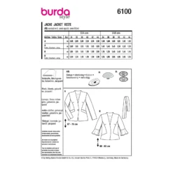 Patron veste blazer Femme - Burda n°6100