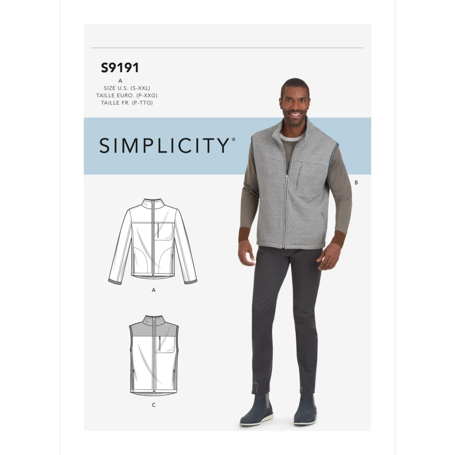 Patron Veste Homme - Simplicity n°S9191