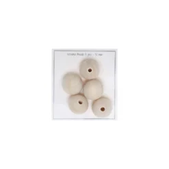 Perles en bois naturel - 30 mm (lot de 5)