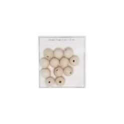 Perles en bois naturel - 20 mm (lot de 12)