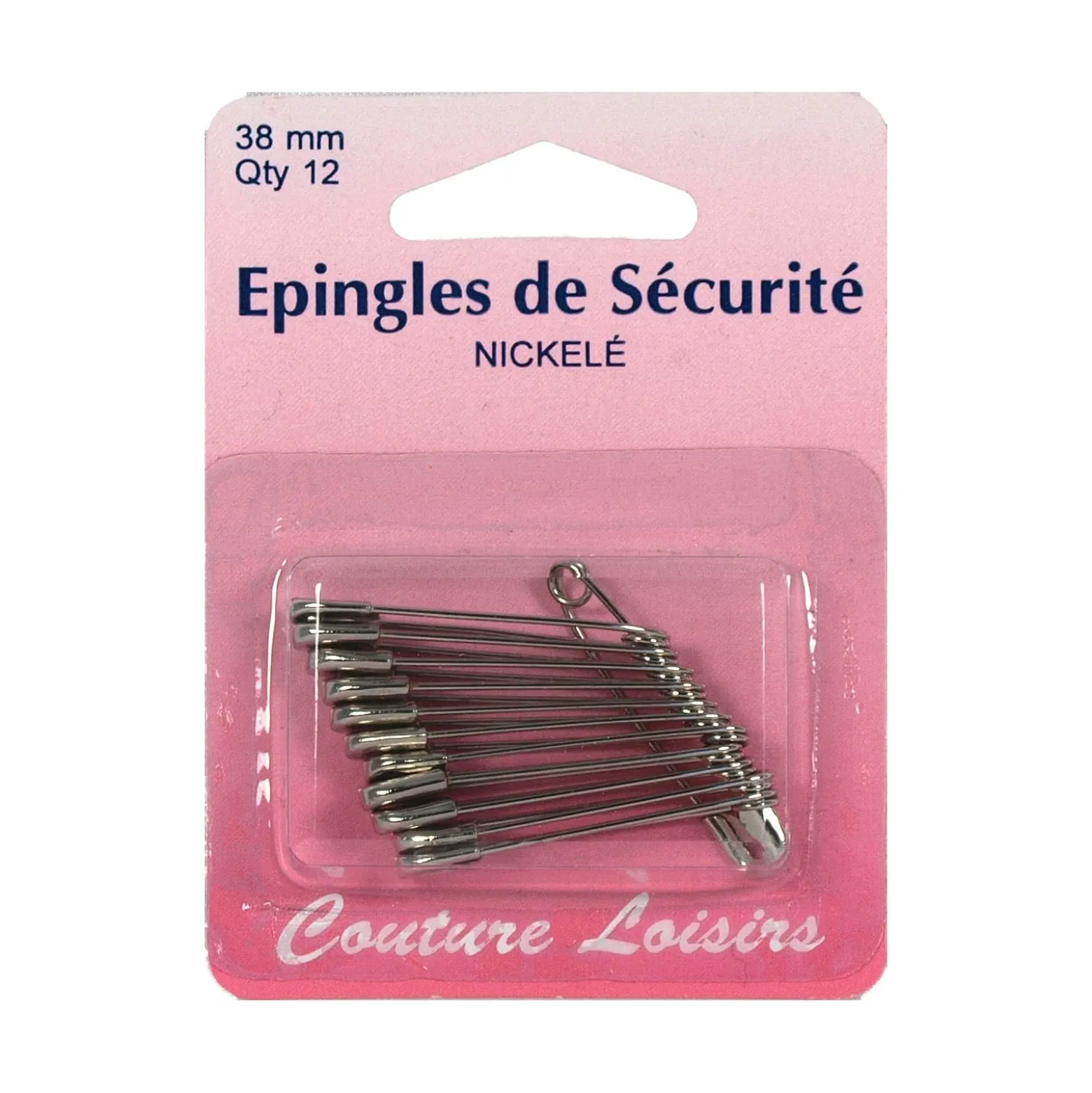 Épingles à nourrice nickelées X12 - 38 mm - Couture loisirs