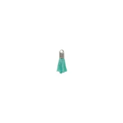 Pompon avec embout métal 20 mm - turquoise