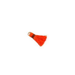 Pompon bicolore avec anneau - orange/ marron