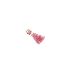 Pompon bicolore avec anneau - rose/ blanc