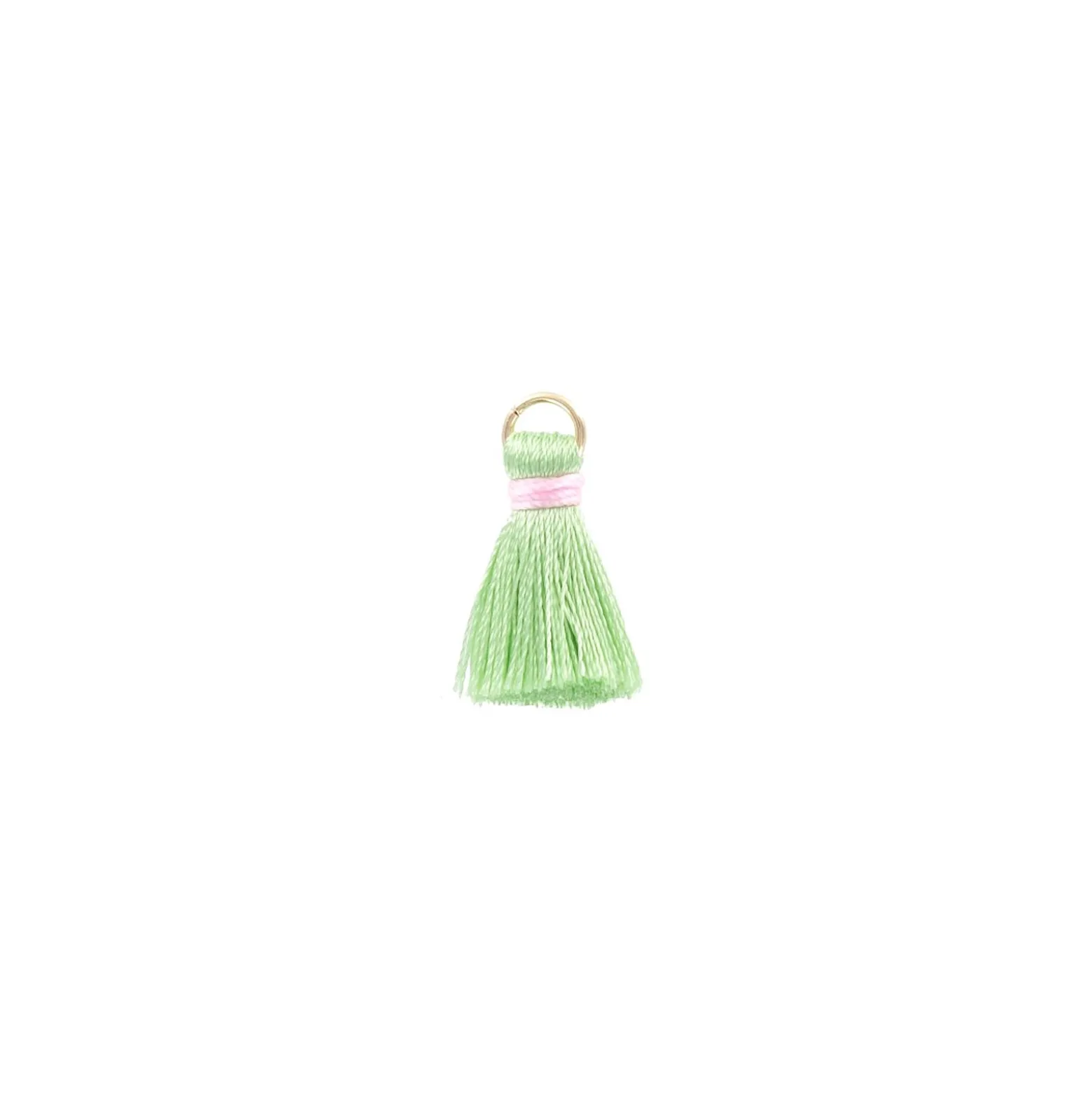 Pompon bicolore 20mm avec anneau - sauge/rose dragée