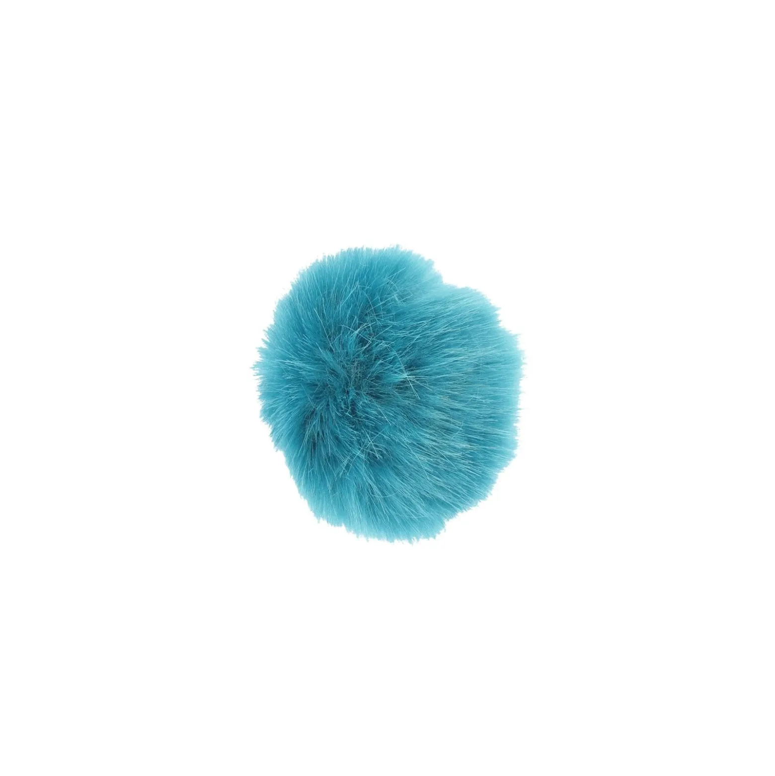 Pompon rond fausse fourrure pétrole