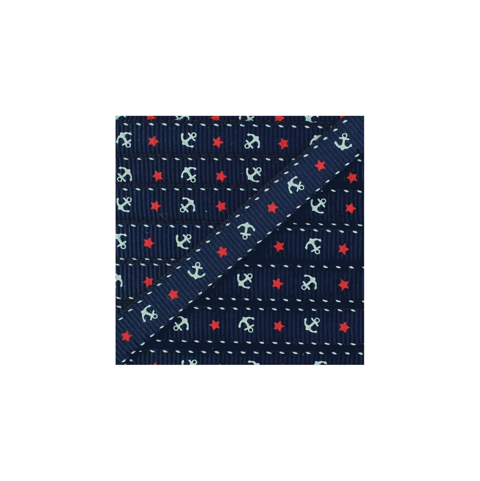 Ruban aspect gros grain Ancres & Etoiles - marine x 1 m