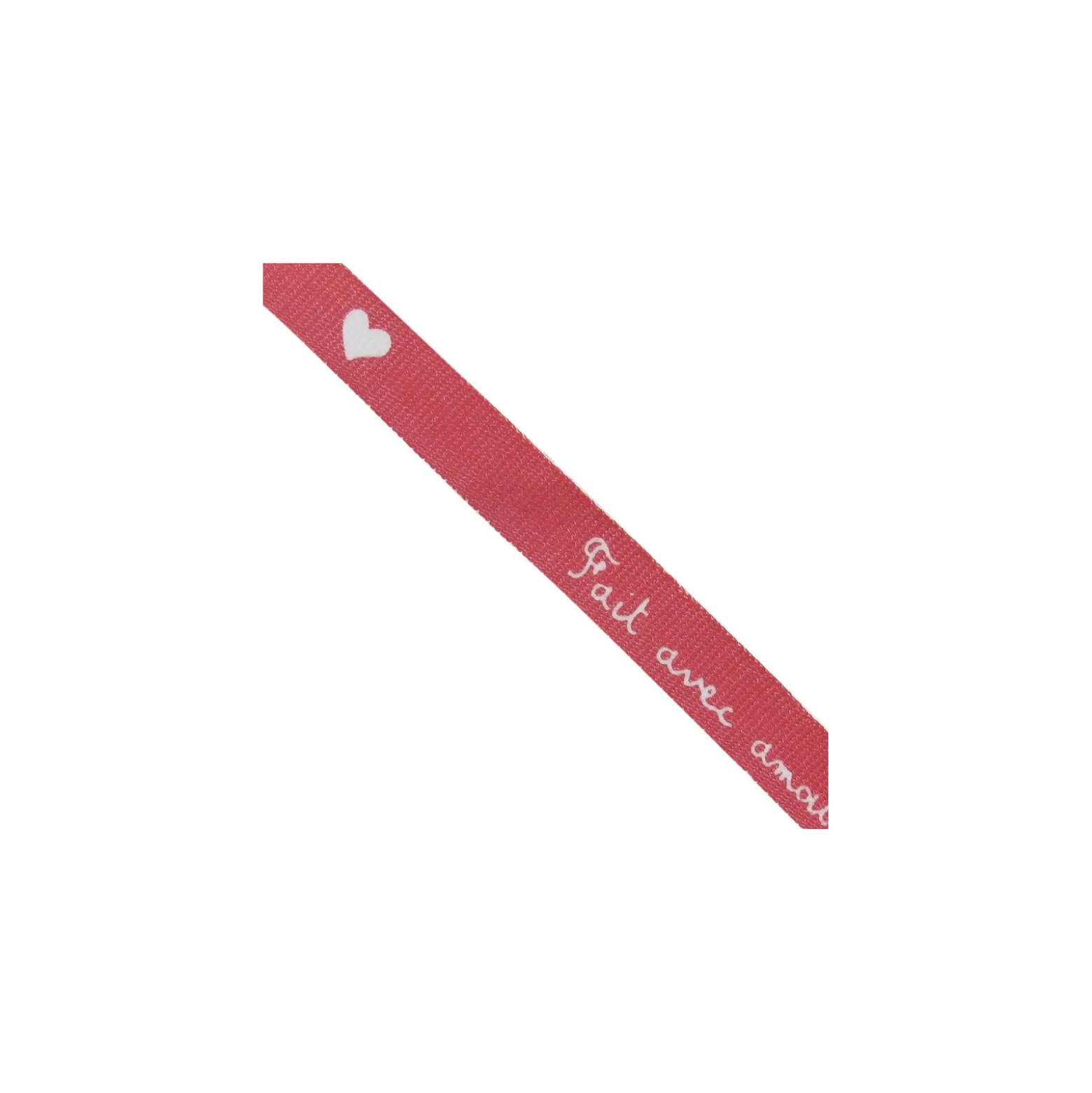 Ruban aspect gros grain expression "Fait avec amour" rouge
