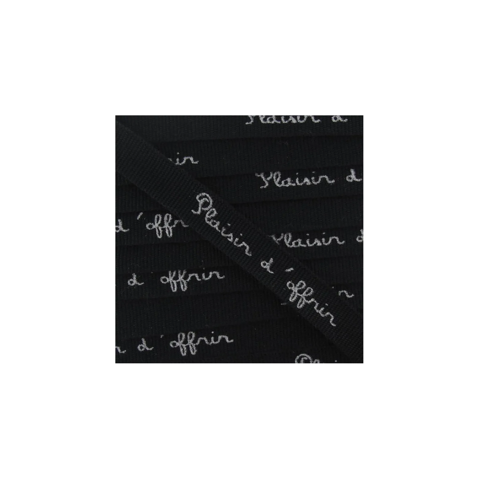 Ruban aspect gros grain expression "Plaisir d'offrir" noir