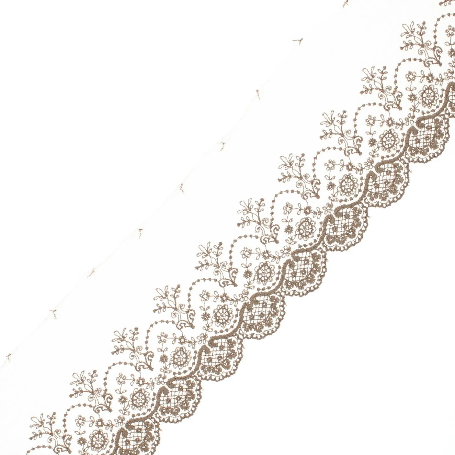 Ruban broderie sur tulle Marise - taupe x 50cm