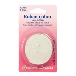 Ruban de coton blanc 12 mm long 5 m - Couture loisirs