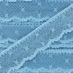 Ruban Dentelle festonnée Point d'esprit - bleu maya