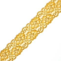 Ruban dentelle élastique Eriya 60 mm - jaune moutarde