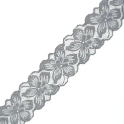 Ruban dentelle élastique Floral 75 mm - gris