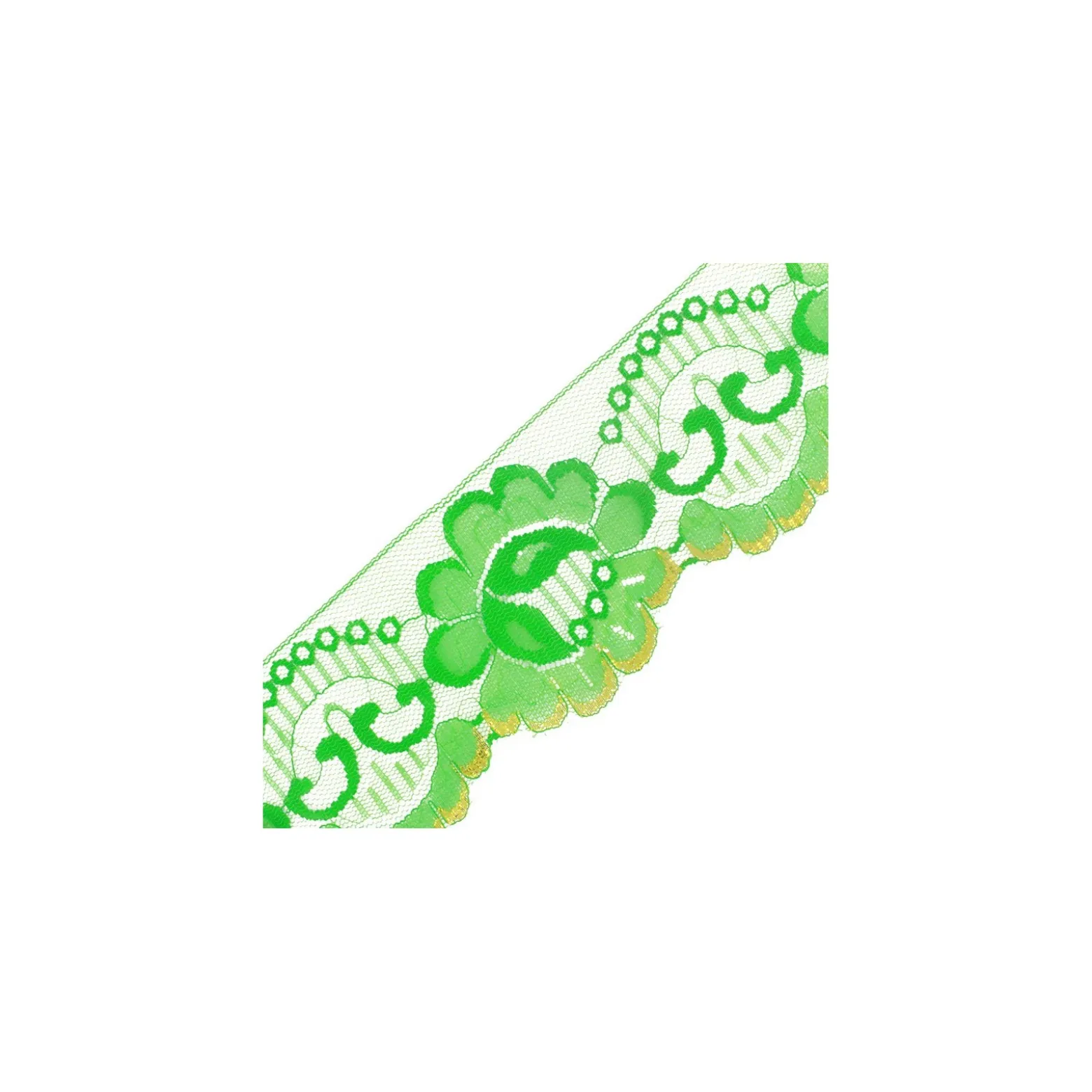Ruban Dentelle lurex doré Ambre vert