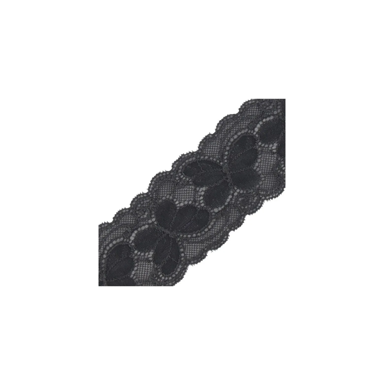 Ruban dentelle papillon élastique gris foncé