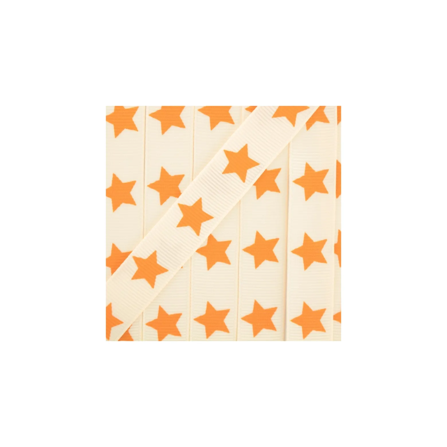 Ruban Froufrou gros grain étoiles orange pastel