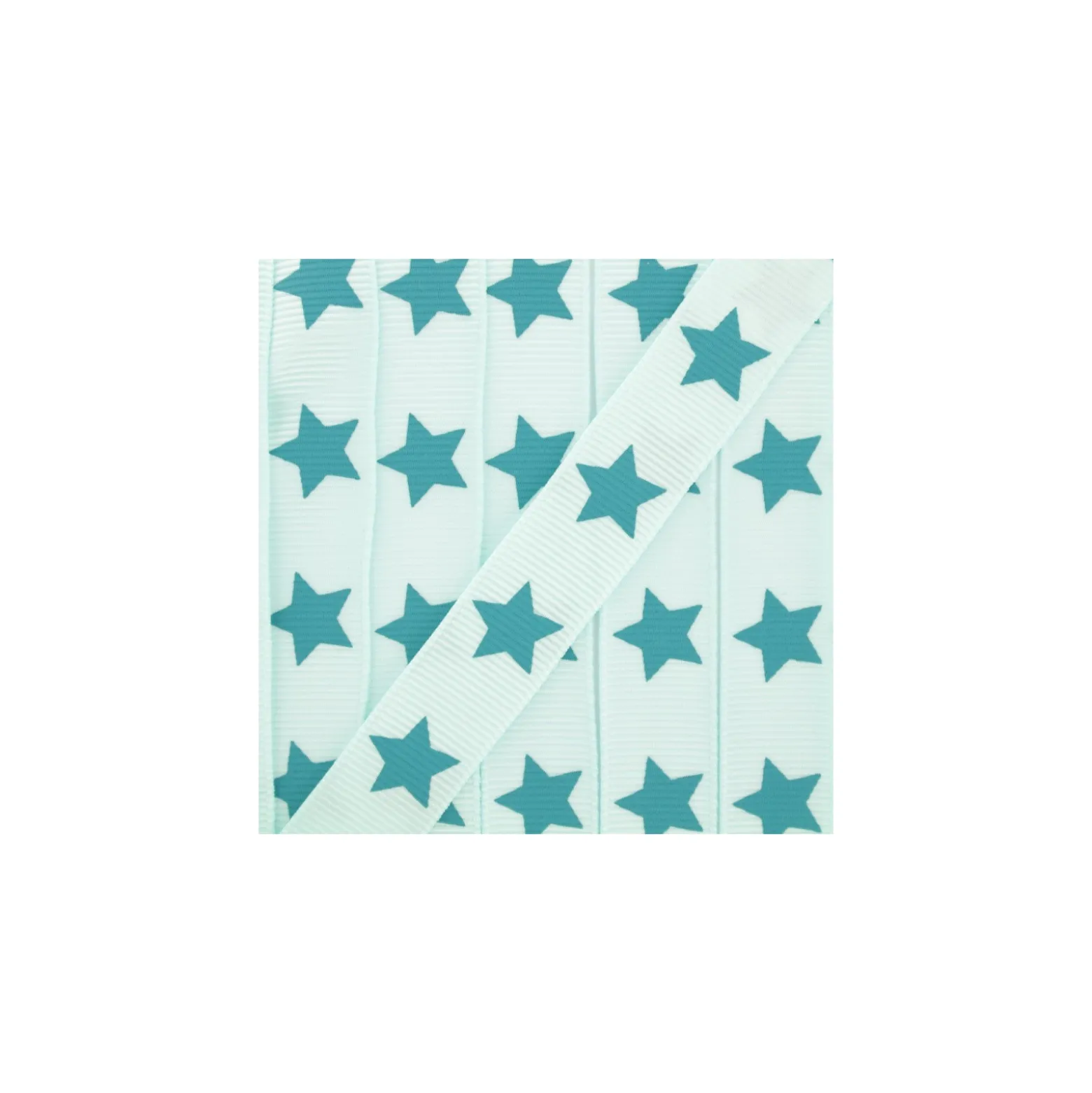 Ruban Froufrou gros grain étoiles aquamarine