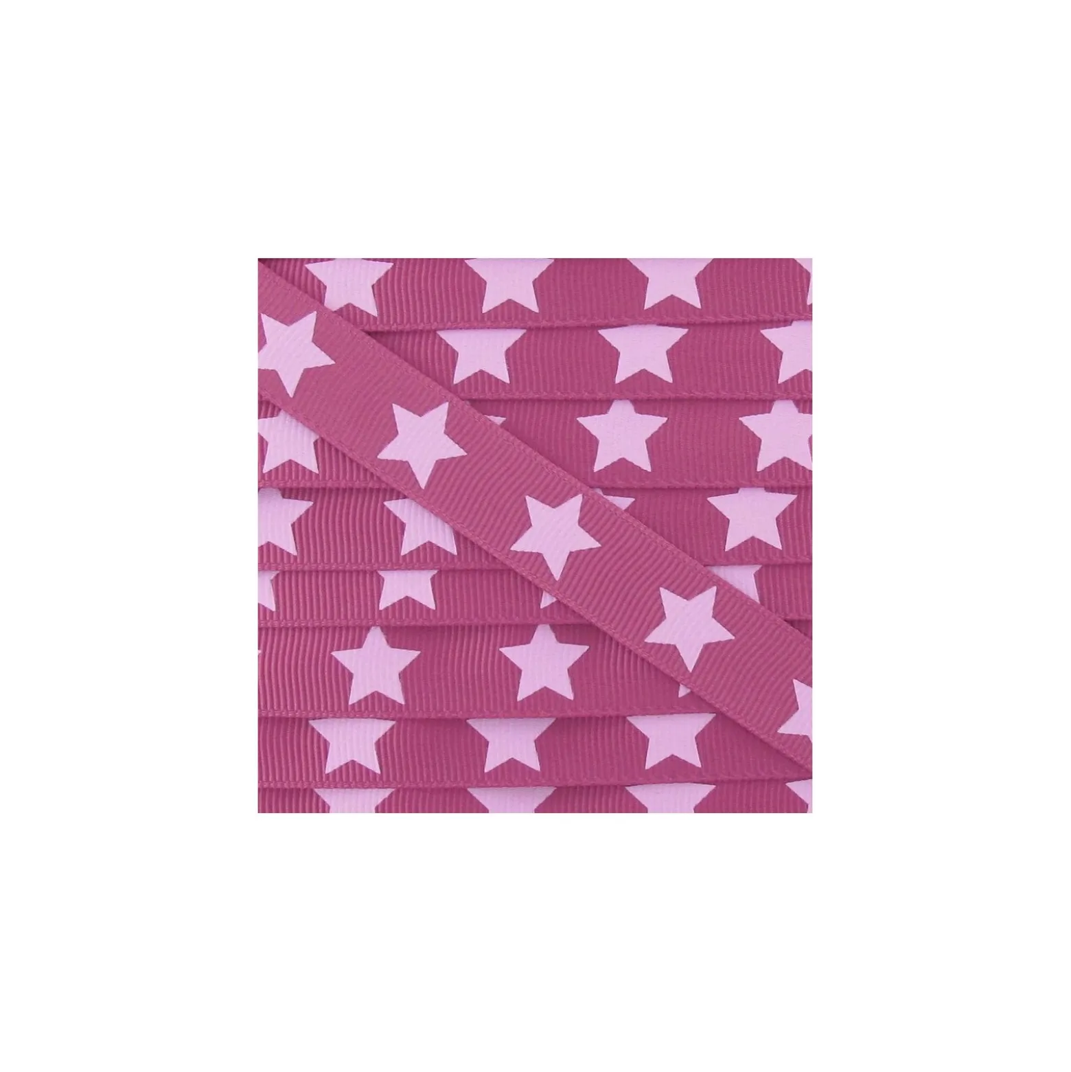 Ruban Froufrou gros grain étoiles fuchsia