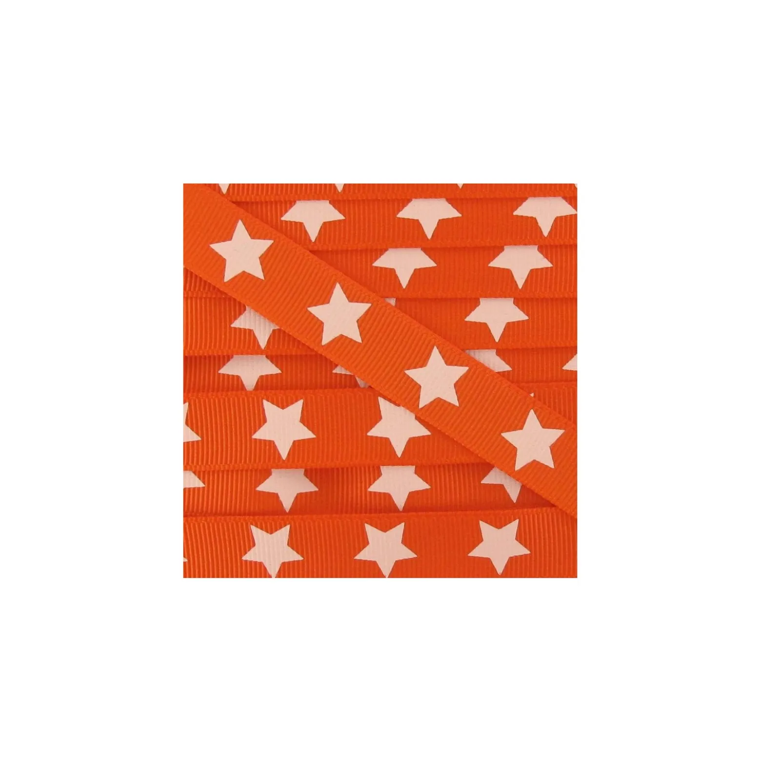 Ruban Froufrou gros grain étoiles orange