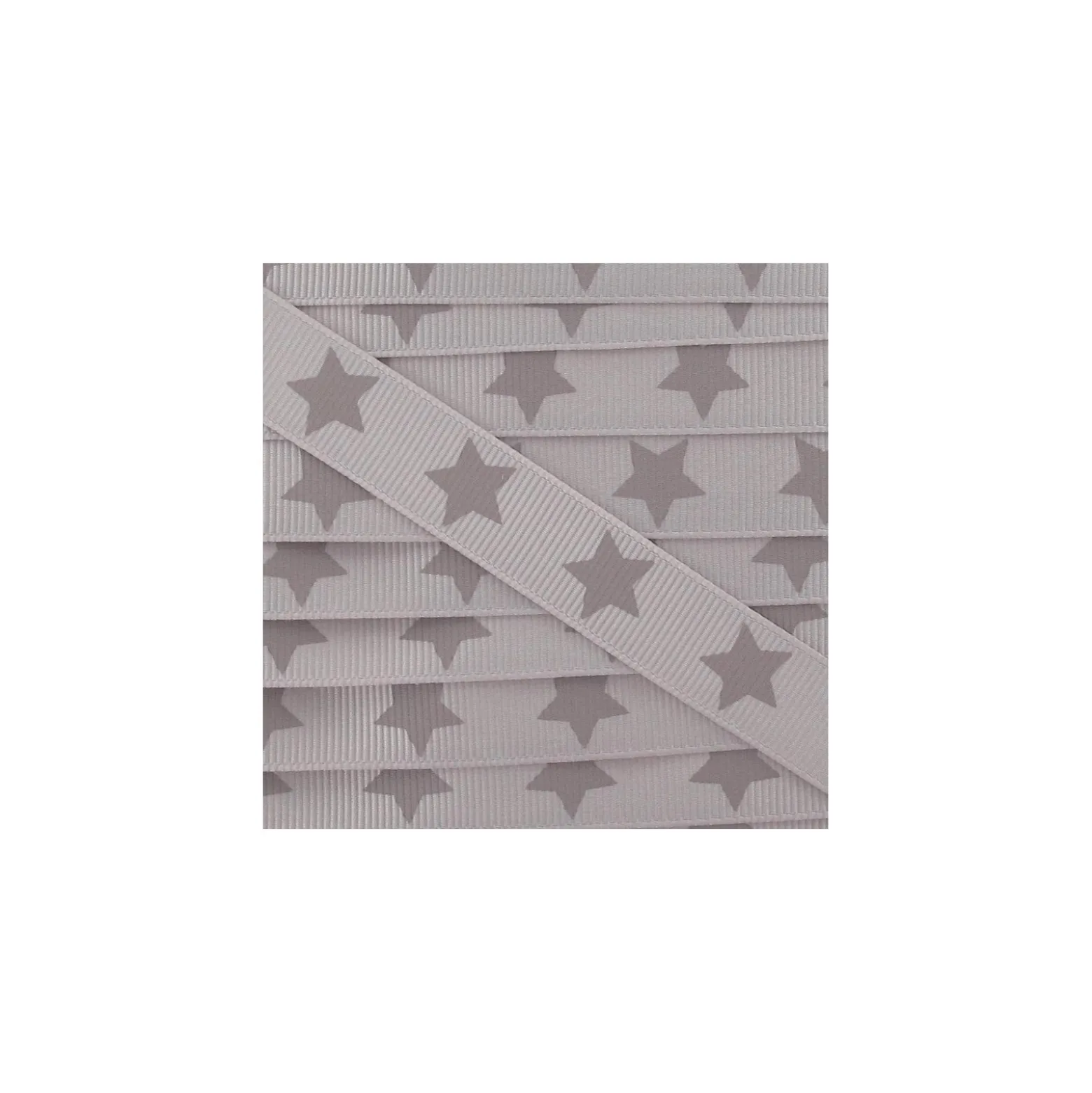 Ruban Froufrou gros grain étoiles taupe clair