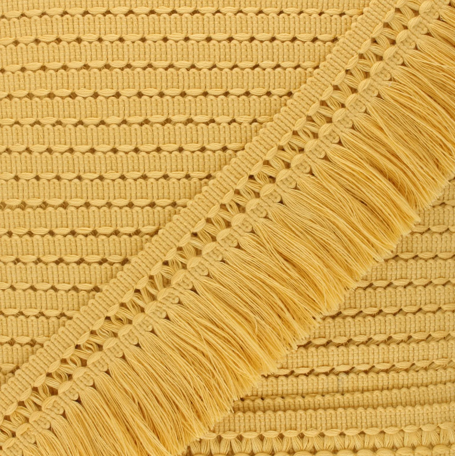 Ruban galon franges dentelle au crochet 65 mm - jaune