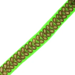 Ruban galon India Aloki - vert fluo x 50cm