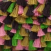 Ruban galon pompons à franges Acapulco - multi naturel x 50cm
