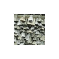Ruban galon pompons à franges Puebla - argent/acier x 50cm