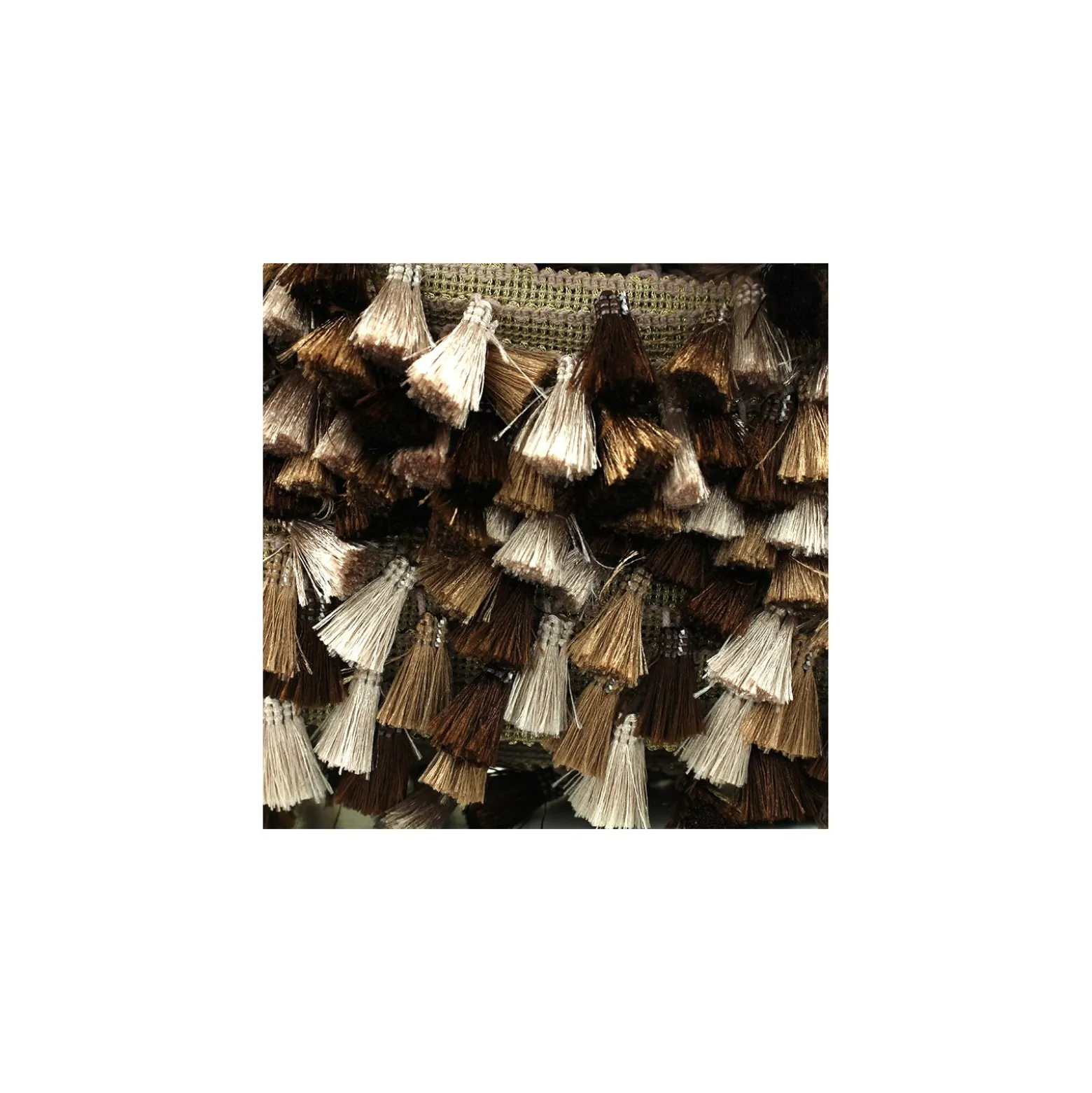 Ruban galon pompons à franges Puebla - marron x 50cm