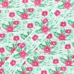 Ruban gros grain Fleuri 10 mm - Rouge/vert