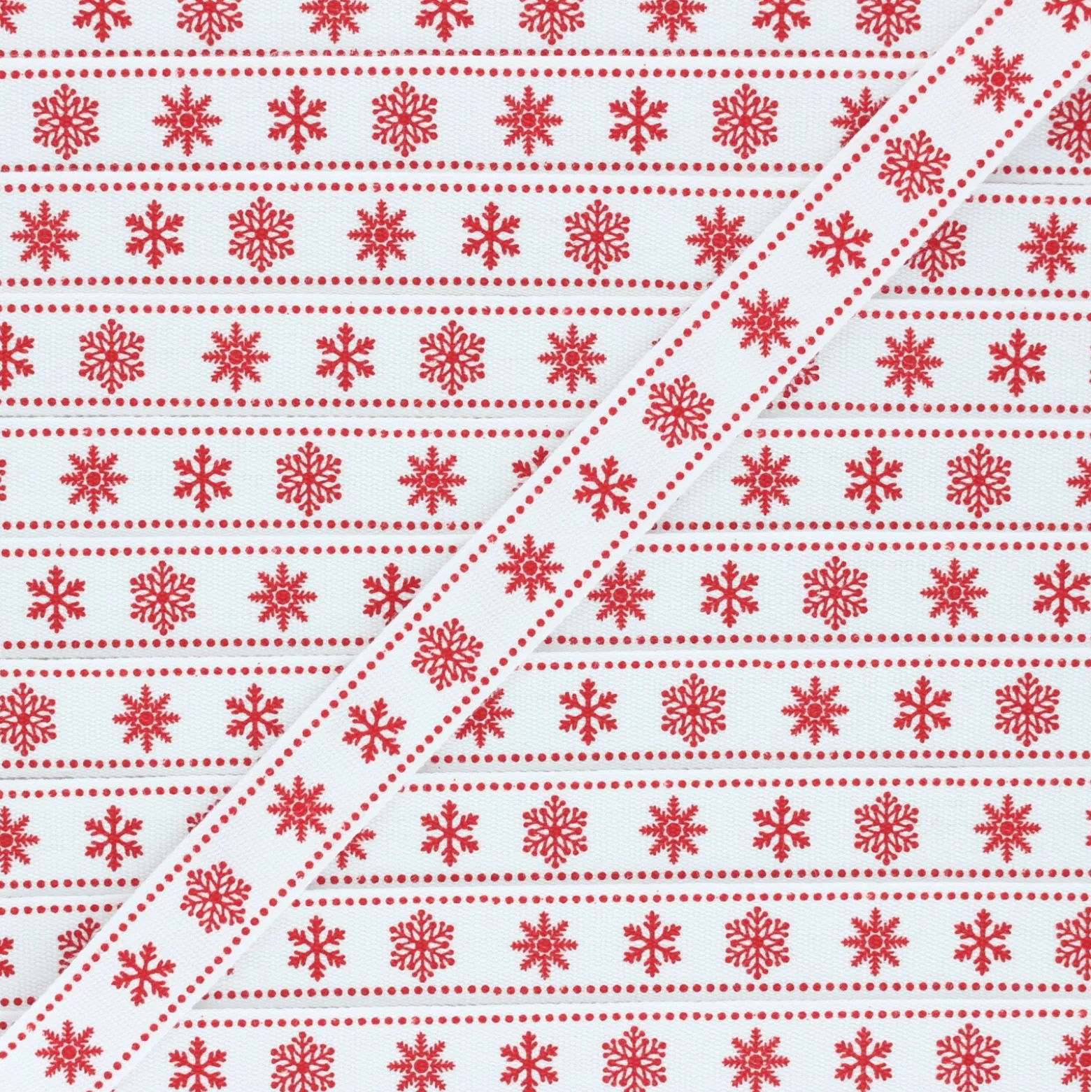 Ruban Gros Grain Flocons 15 mm - blanc