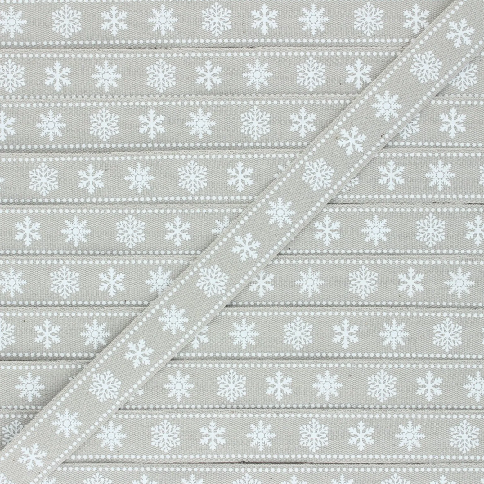 Ruban Gros Grain Flocons 15 mm - ficelle